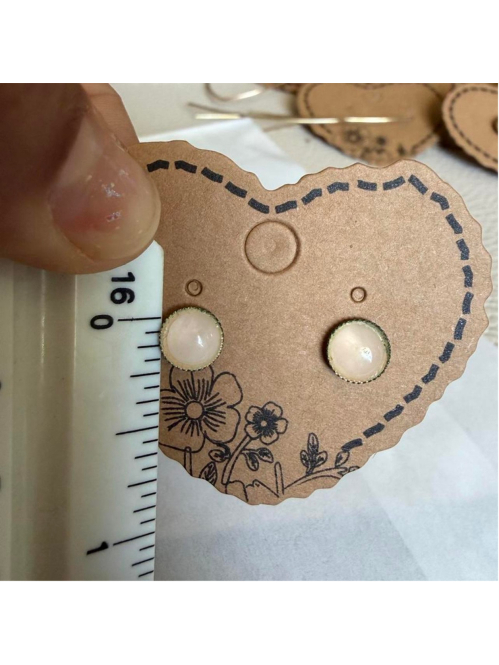 Round rose quartz post earrings #floral #rosequartz check out my other listings